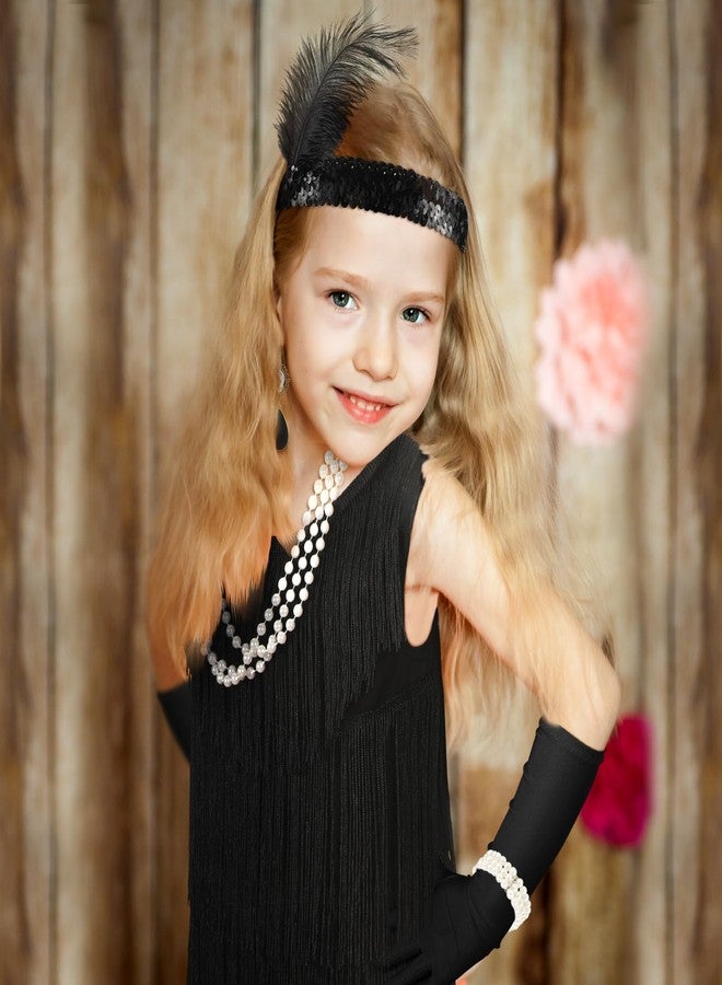 Xaatren 6 Pcs Girls 1920s Flapper Dresses Costume Set Roaring 20s Gifts Accessories Kids Birthday Party(Medium) - Image 3